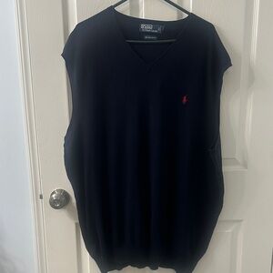 Polo by Ralph Lauren Men's Black V-Neck Navy Blue Sweater Vest size XXLT